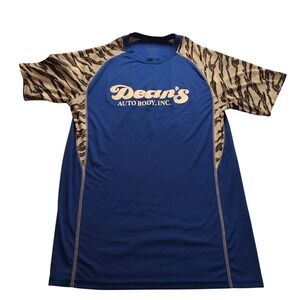 High Five Men's Blue Deans Auto Body Performance T-Shirt Zebra Print Medium
